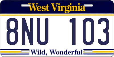 WV license plate 8NU103