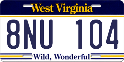WV license plate 8NU104
