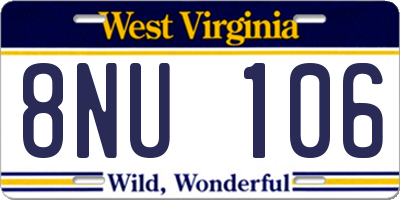 WV license plate 8NU106