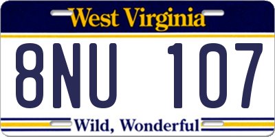 WV license plate 8NU107