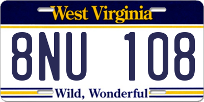 WV license plate 8NU108