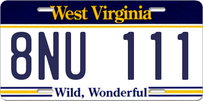WV license plate 8NU111