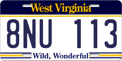 WV license plate 8NU113