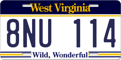 WV license plate 8NU114