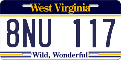 WV license plate 8NU117