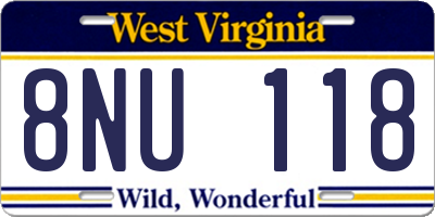 WV license plate 8NU118