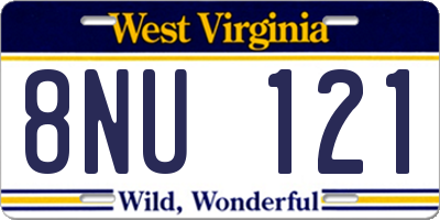 WV license plate 8NU121