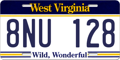 WV license plate 8NU128