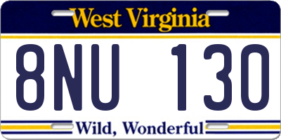 WV license plate 8NU130
