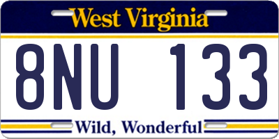 WV license plate 8NU133