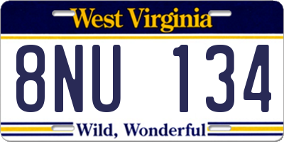 WV license plate 8NU134