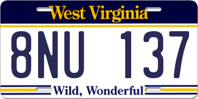 WV license plate 8NU137