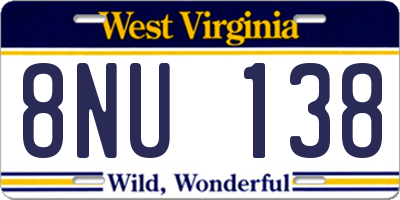 WV license plate 8NU138
