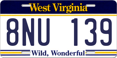 WV license plate 8NU139