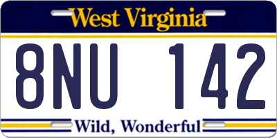 WV license plate 8NU142