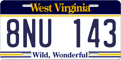 WV license plate 8NU143