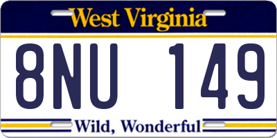 WV license plate 8NU149