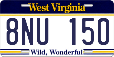 WV license plate 8NU150