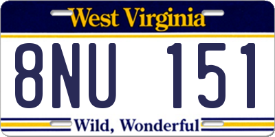 WV license plate 8NU151