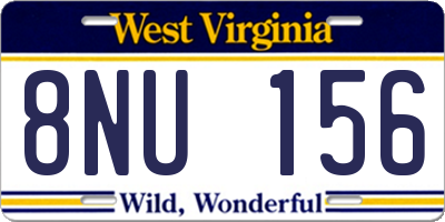 WV license plate 8NU156