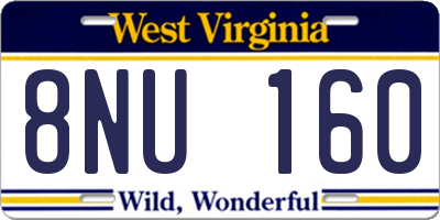 WV license plate 8NU160