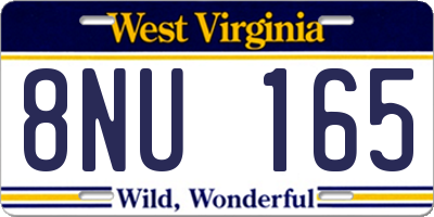 WV license plate 8NU165