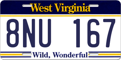 WV license plate 8NU167