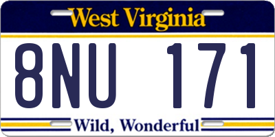 WV license plate 8NU171