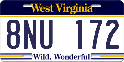 WV license plate 8NU172