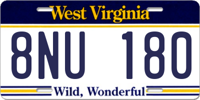 WV license plate 8NU180