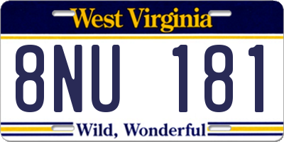 WV license plate 8NU181