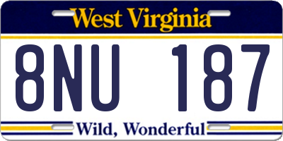 WV license plate 8NU187