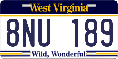 WV license plate 8NU189