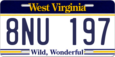 WV license plate 8NU197