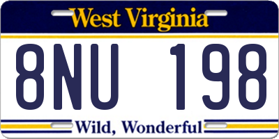 WV license plate 8NU198