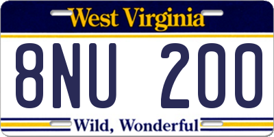 WV license plate 8NU200