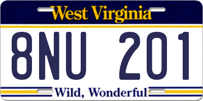 WV license plate 8NU201