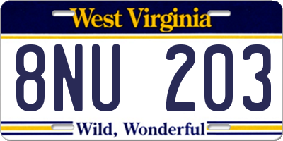 WV license plate 8NU203