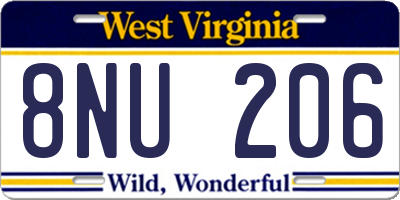 WV license plate 8NU206