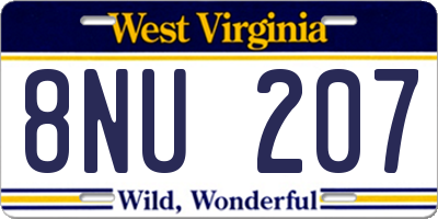 WV license plate 8NU207