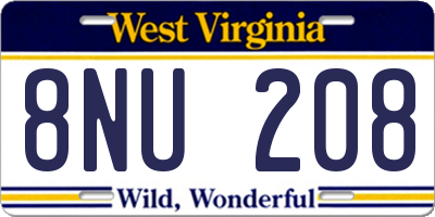 WV license plate 8NU208
