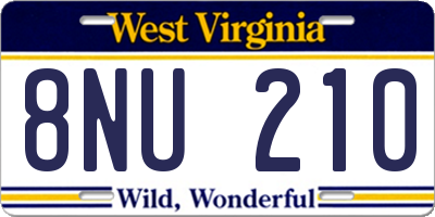 WV license plate 8NU210