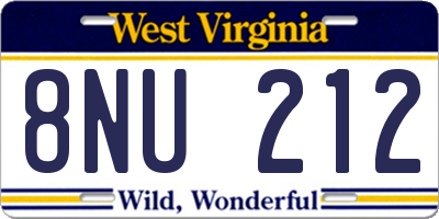 WV license plate 8NU212
