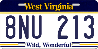 WV license plate 8NU213