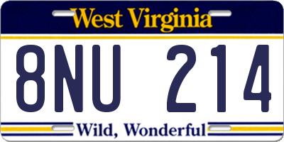 WV license plate 8NU214
