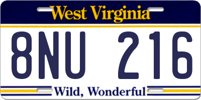 WV license plate 8NU216
