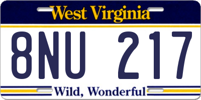 WV license plate 8NU217