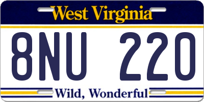 WV license plate 8NU220