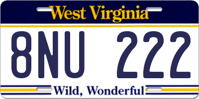 WV license plate 8NU222