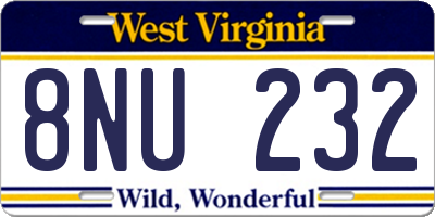 WV license plate 8NU232